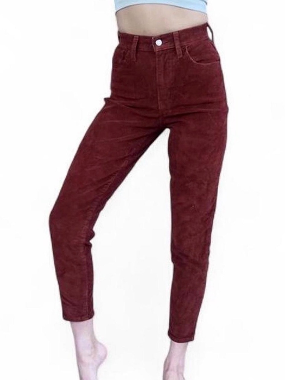Levi's 501 corduroy burgundy brown “high waisted mom jean”
